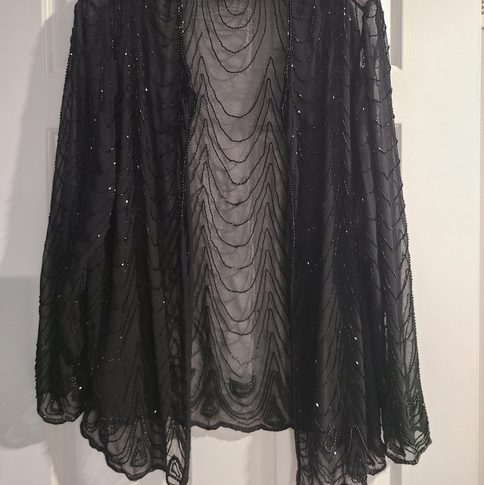 Black Sheer Beaded Overlay